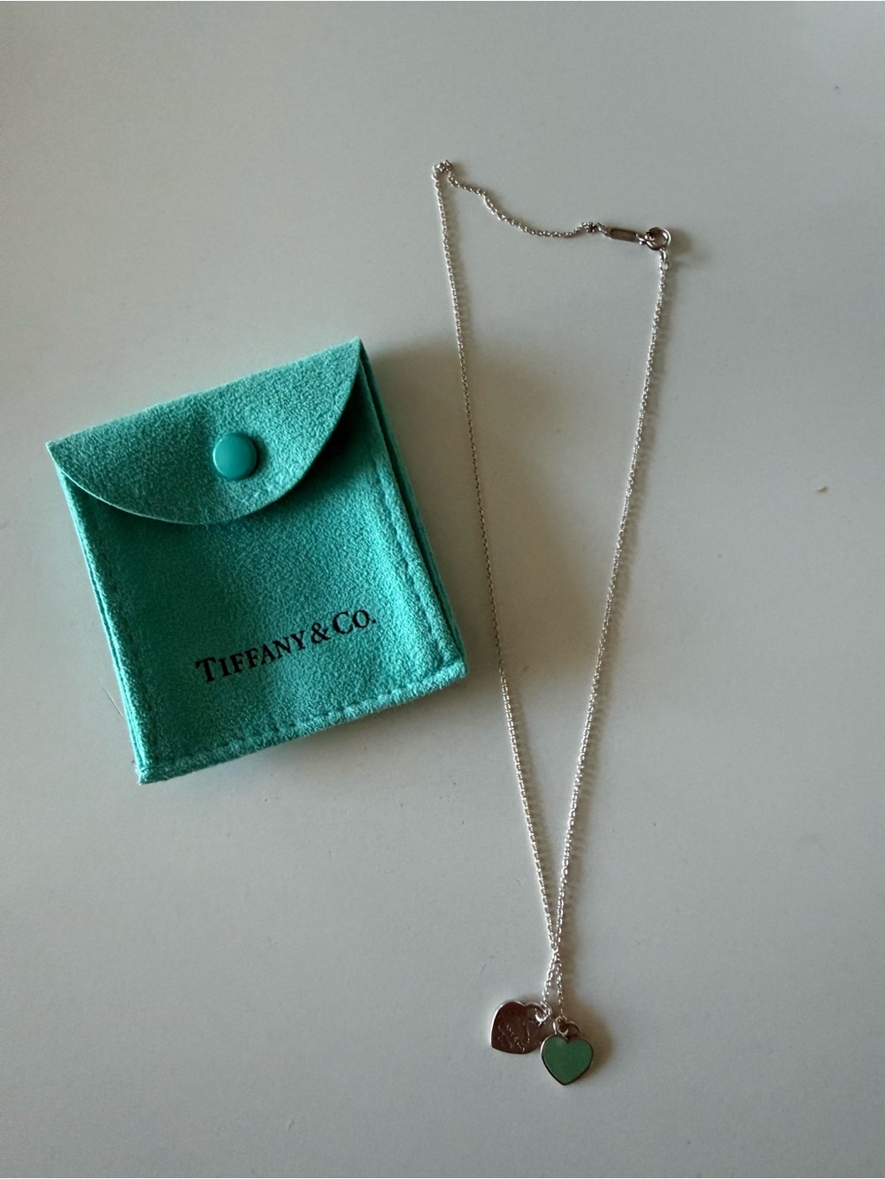 Tiffany & Co. Turquoise and Silver Double Heart Pendant Necklace
